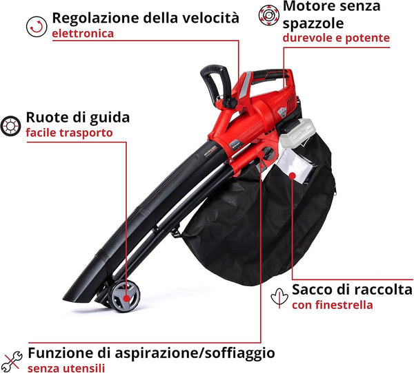 Soffiatore/Aspiratore Veloce a Batteria - Doppia Batteria Inclusa